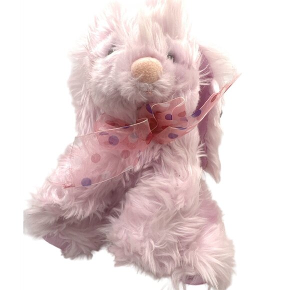 Applause Fluffy Bunny Rabbit Plush Pink Purple Bow Soft & Cuddly 12" - Picture 1 of 6